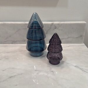 NWT Target Bullseye Glass Blue and Purple Trees (2)